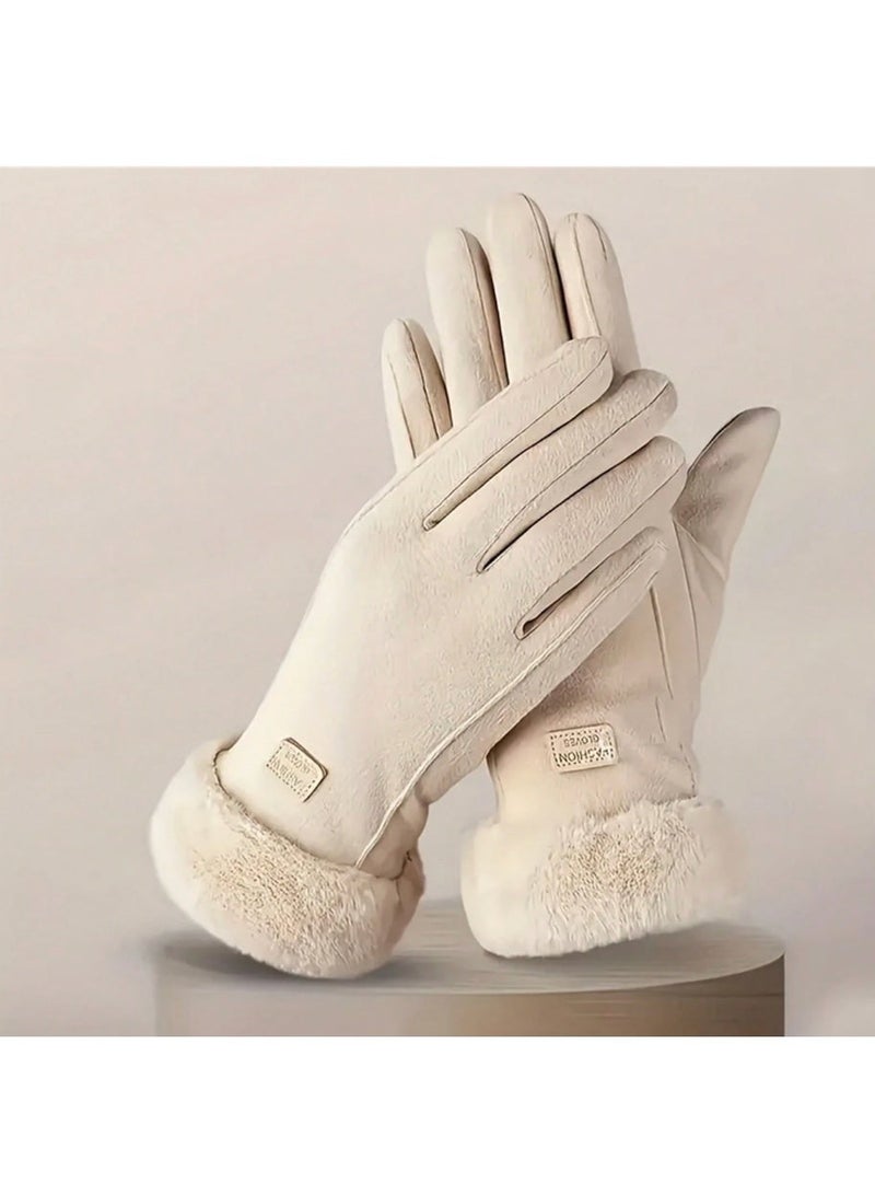 SHEIN1 Pair Winter Touchscreen Gloves With Plush Lining, Thick Warm Gloves, Unisex, Durable Polyester, Available In Multiple Colors, Perfect For Snow Sports And Christmas Gifts, Winter Wear - Image 2